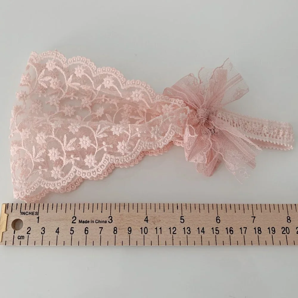NWT Vintage Baby & Toddler Girls Headband Floral Lace Embroidery Boho Head Scarf